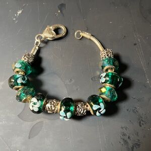 NWOT Handmade Pandora (like) Green Bracelet